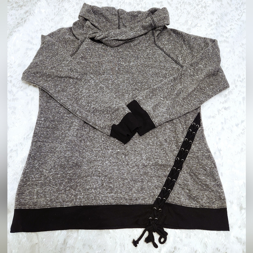 Braided cowl neck sweatshirt